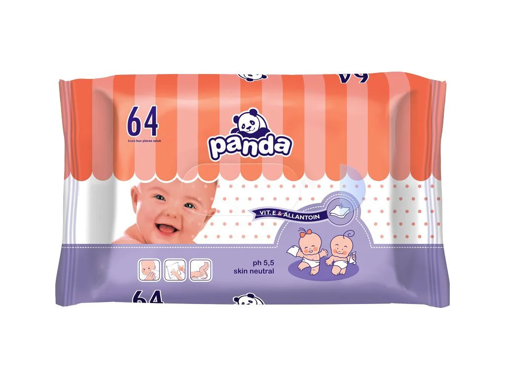 Детские влажные салфетки Panda, 64 шт.