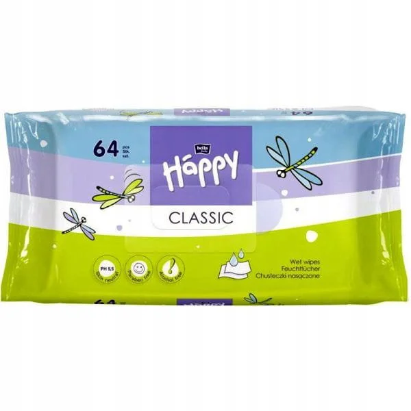Детские влажные салфетки Happy Classic c витамином Е, 64 шт.