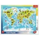 Puzzle Trefl 25 Frame / World map with animals, 25 piese