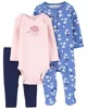 Carter's Set 3 piese Pantaloni, body si pijama Flori foto