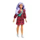 Papusa Barbie Fashionista in rochie cu carouri foto