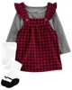 Carter's Set 3 piese Sarafan, bluza si ciorapei Cadrilat foto