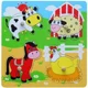 Puzzle cu maner in cadru din lemn Viga Toys Animalele de la ferma foto