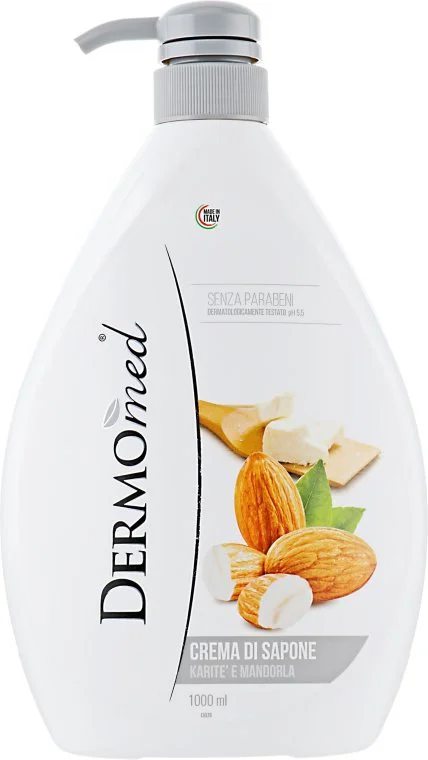 Sapun-crema lichid Dermomed Karite Migdale cu dozator, 600 ml