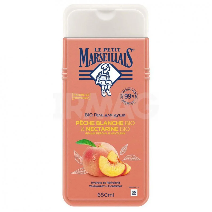 Gel de dus Le Petit Marseillais Piersic Alb si Nectarin, 650 ml