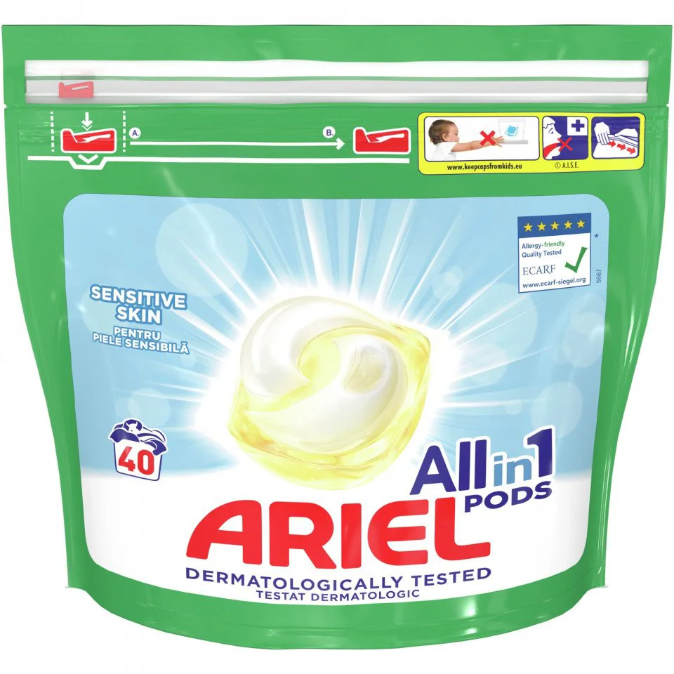 Капсулы для стирки Ariel All in One Pods Sensitive, 40 стирок