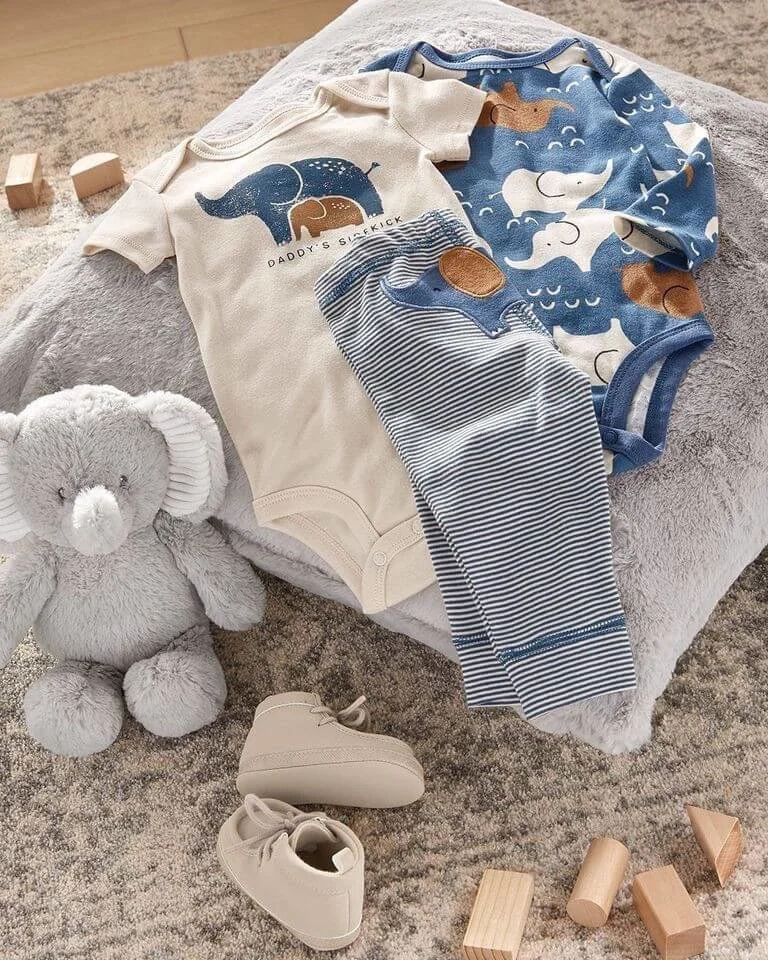 Carter's Set 3 piese Pantaloni si 2 body Elefanti