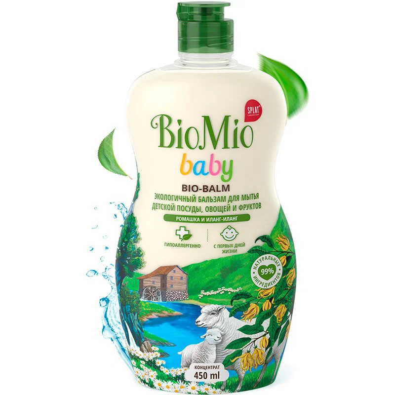Средство для мытья посуды BioMio Baby Ромашка и Иланг-Иланг, 450 мл foto