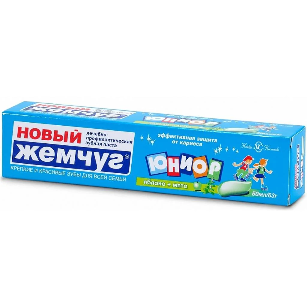 Pasta de dinti Новый Жемчуг Junior cu mere si menta, 50 ml