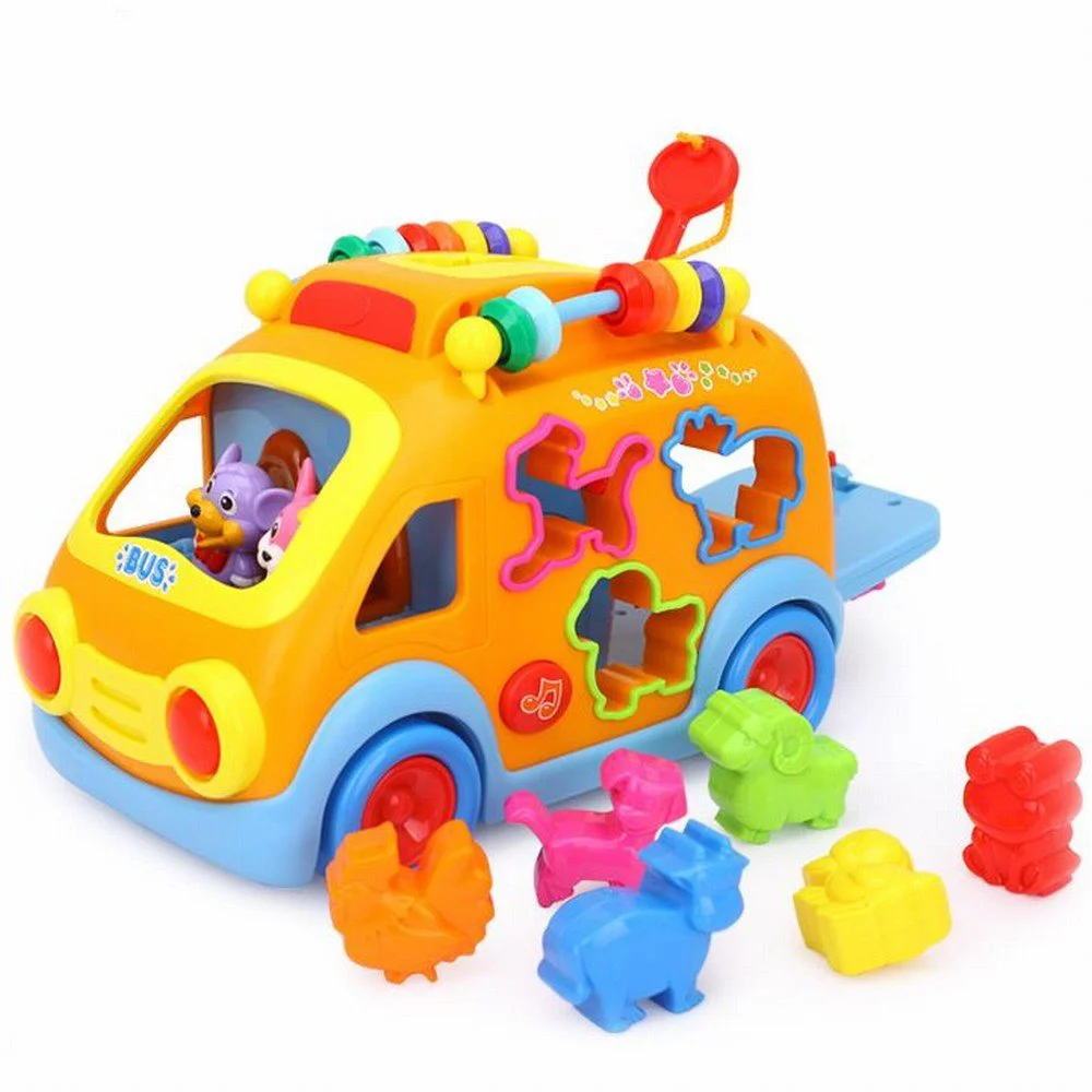 Pазвивающая игрушка-сортер Hola Toys Веселый автобус со звуковыми и световыми эффектами