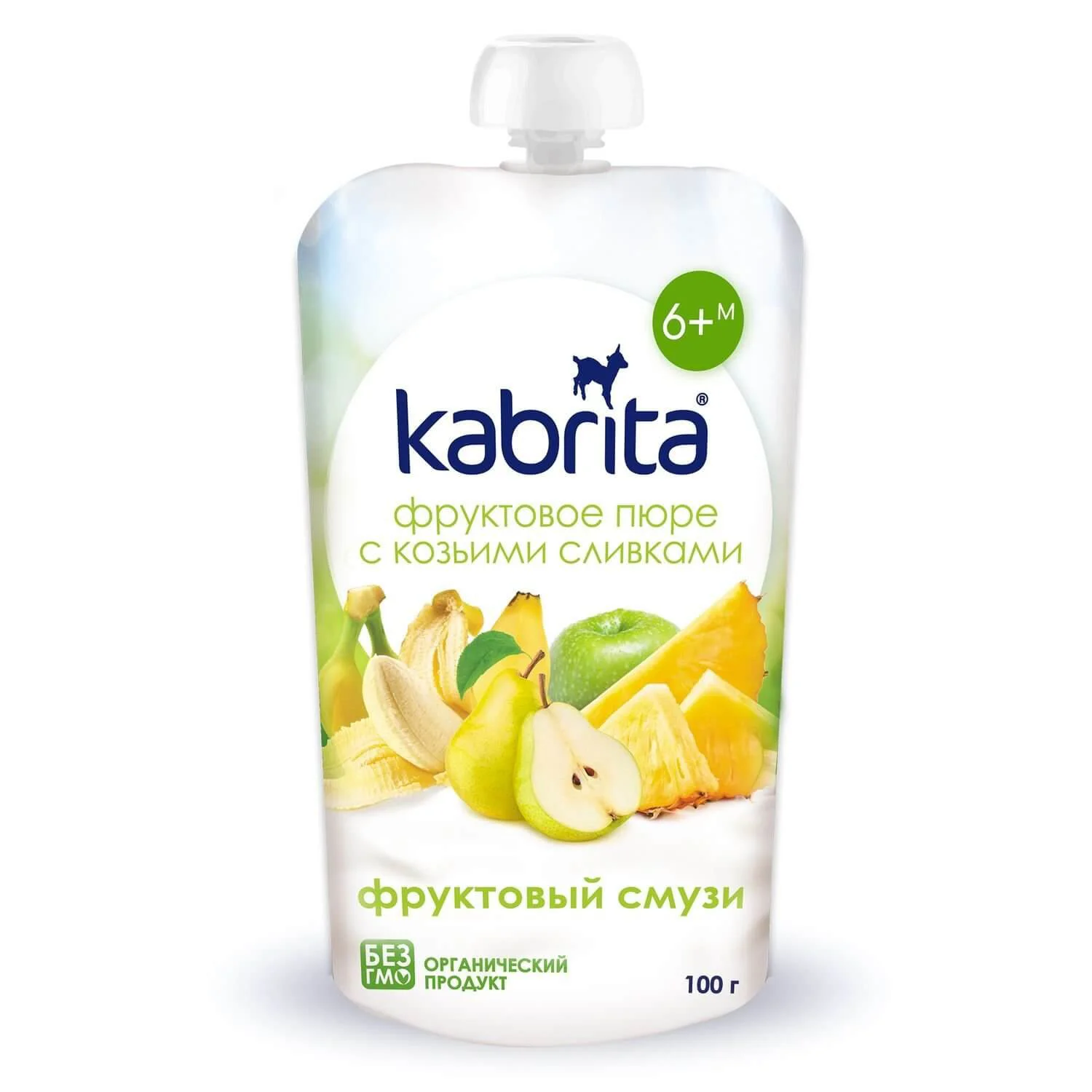 Пюре Kabrita фруктовый смузи со сливками из козьего молока (6+ мес.), 100 г