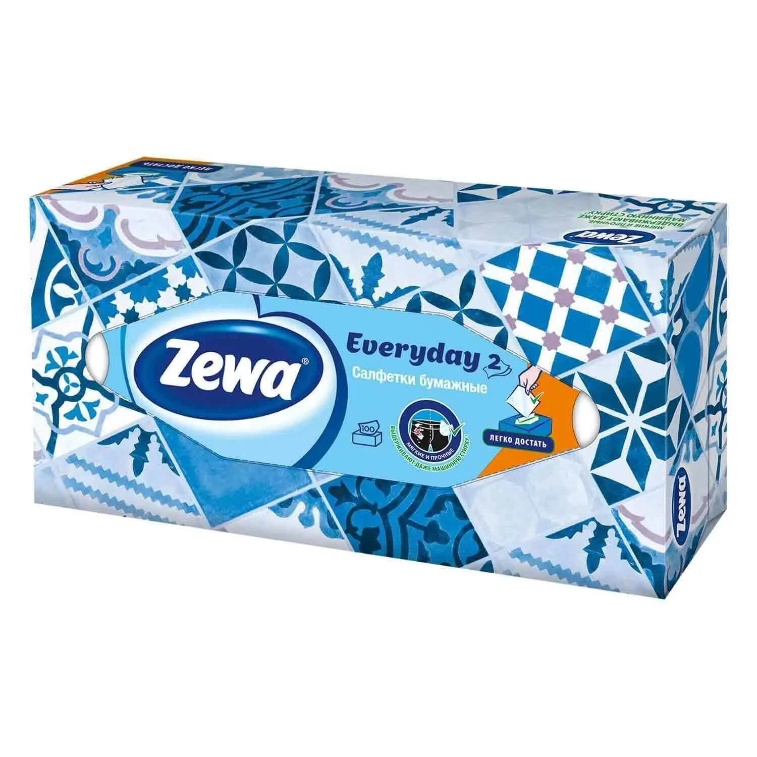 Сухие салфетки Zewa Everyday (2 слоя), 100 шт.