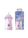 Biberon din plastic Chicco Natural Feeling Pink cu tetina din silicon (6+ luni), 330 ml foto