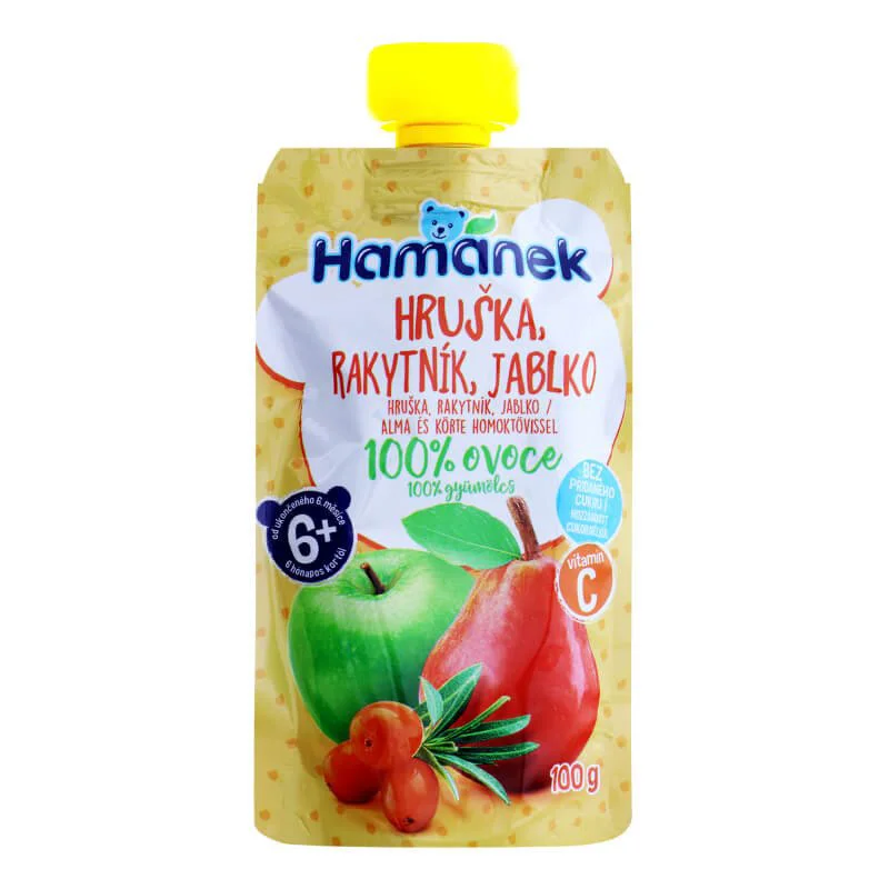 Пюре Hamanek из яблок, груш и облепихи (6 мес.), 100 г