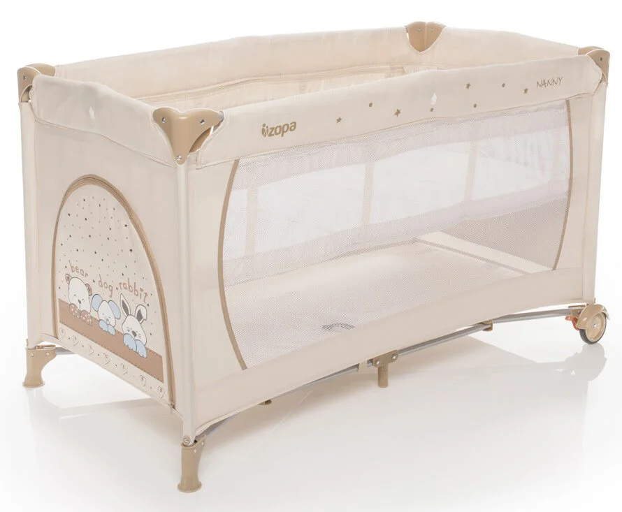Patut pliant cu 2 nivele ZOPA Nanny Animal Beige foto