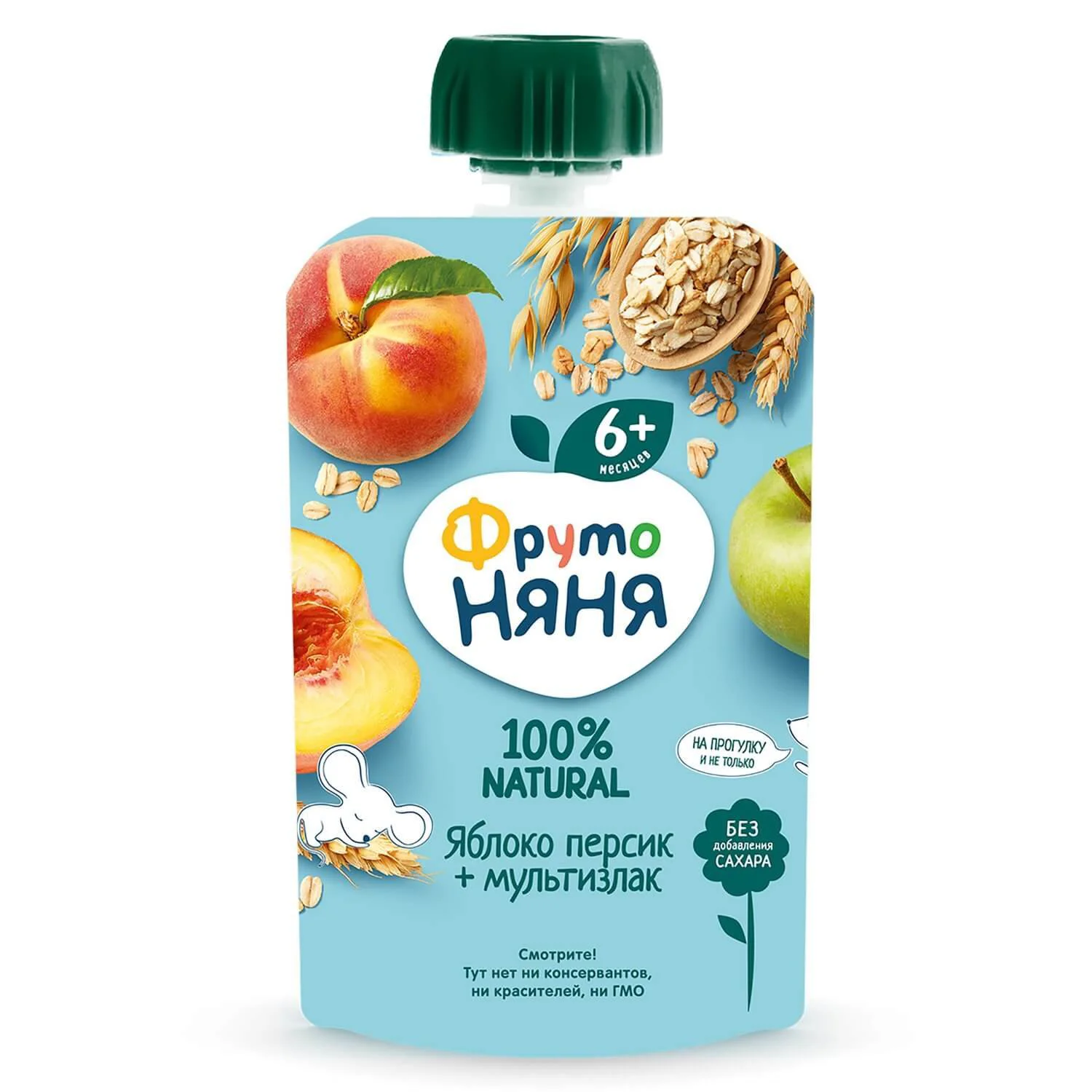 image for Piure ФрутоНяня din mere si piersici cu cereale (6+ luni), 90 g foto