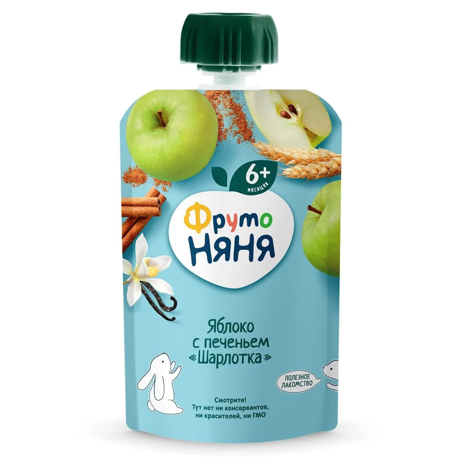 image for Пюре ФрутоНяня Шарлотка яблоко с печеньем (6+ мес.), 90 г foto