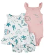 Carter's Set 3 piese Body, tricou si pantaloni scurti Pestisori foto