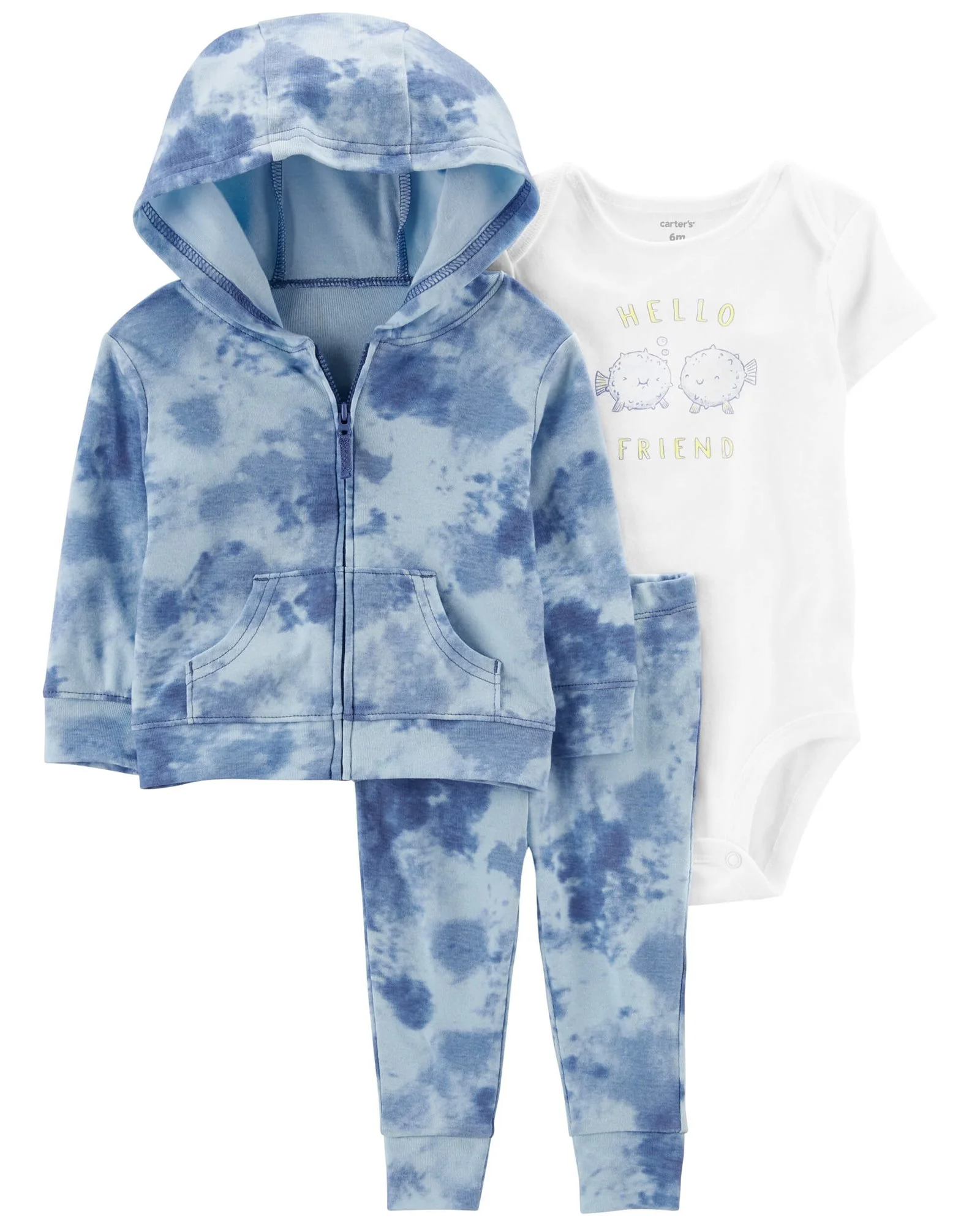 Carter's Set 3 piese Hanorac, body si pantaloni imprimeu tiedye foto