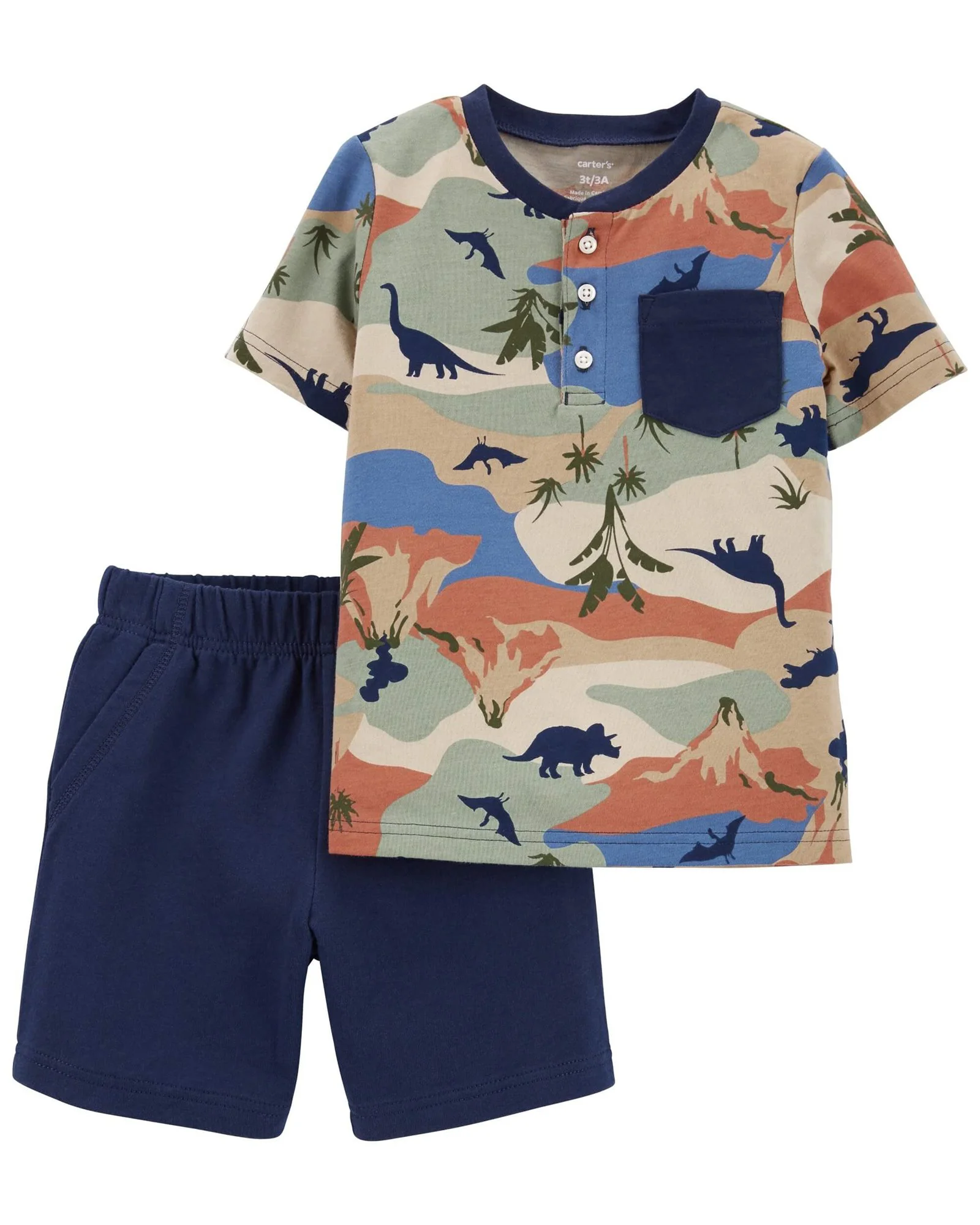 Carter's Set 2 piese Tricou si pantaloni scurti Dinozauri foto