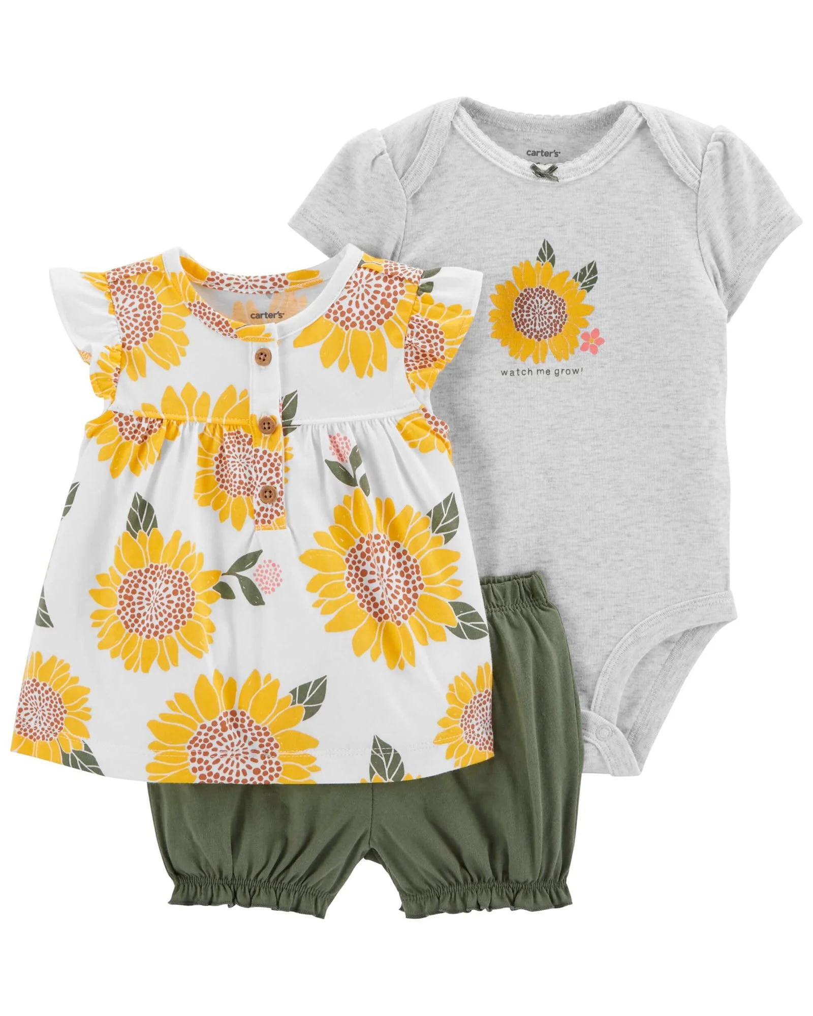 Carter's Set 3 piese Body, tricou si pantaloni scurti Floarea Soarelui foto