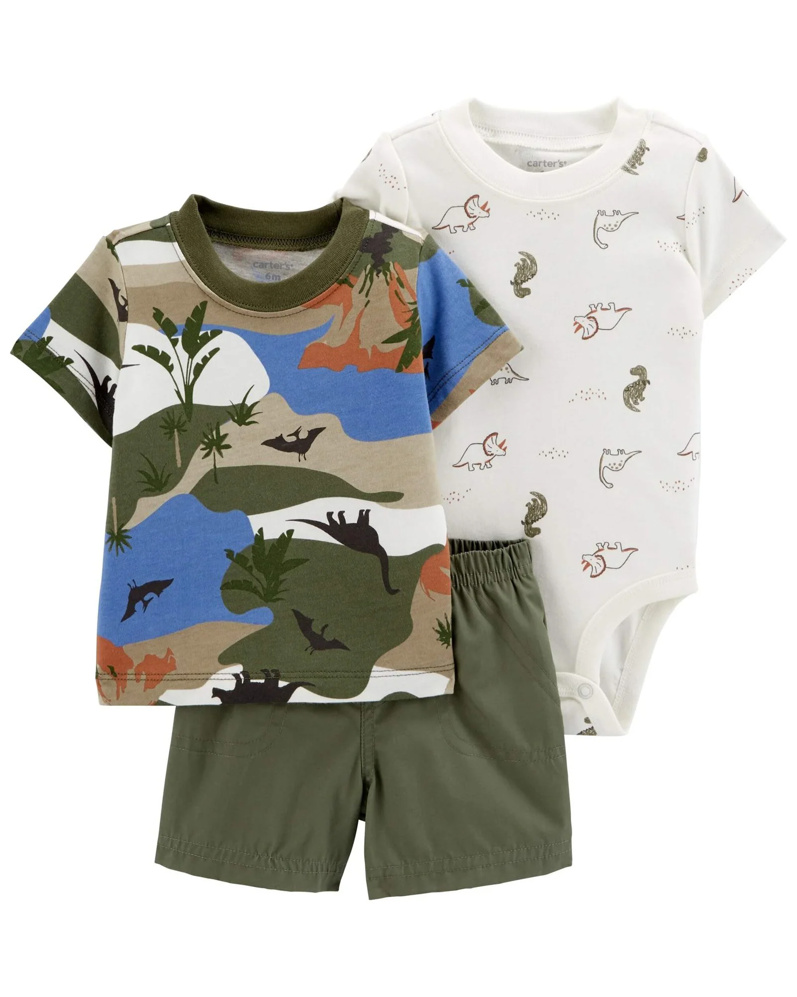 Carter's Set 3 piese Body, tricou si pantaloni scurti Dinozauri