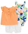 Carter's Set 3 piese Body, tricou si pantaloni scurti Flori foto