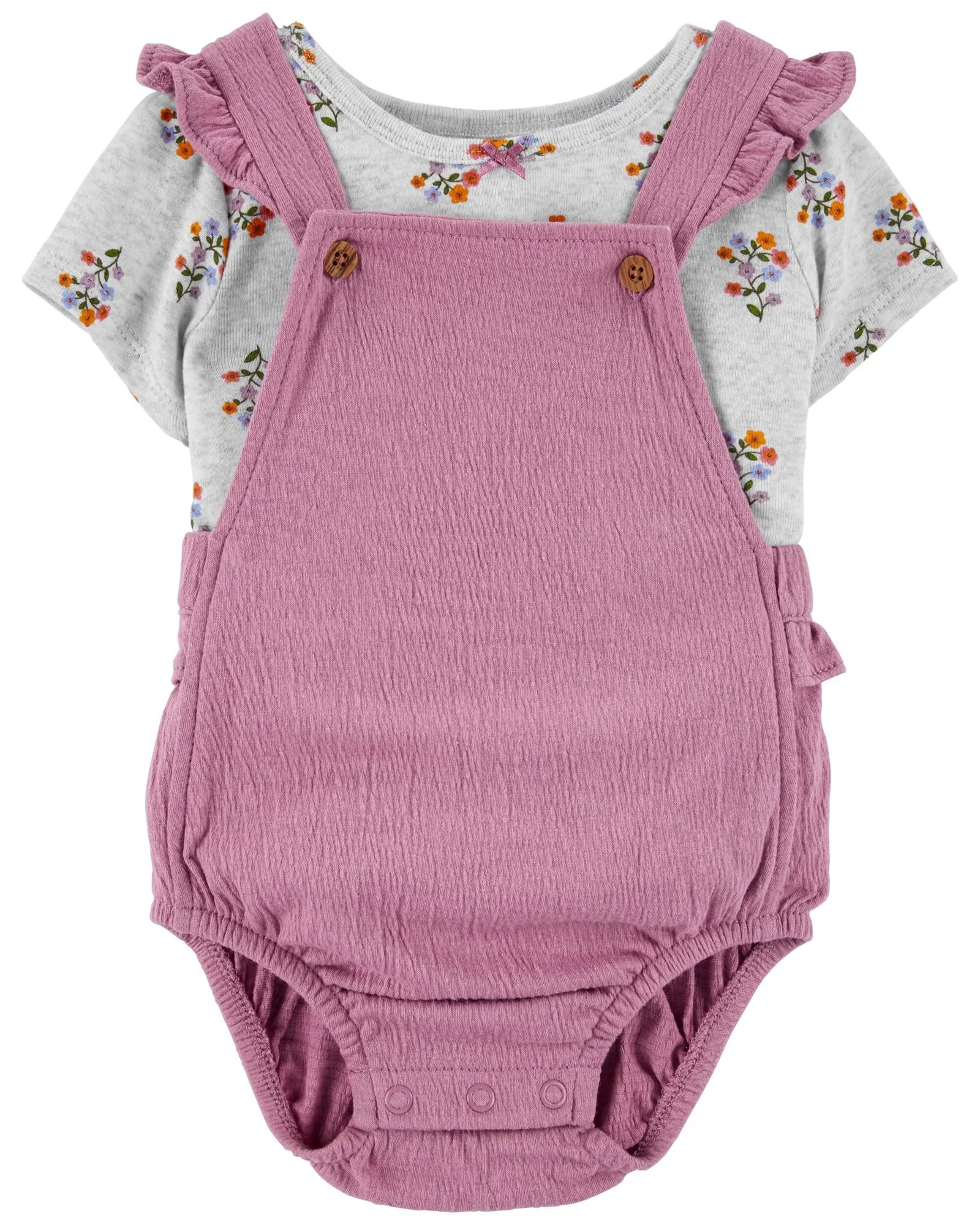 Carter's Set 2 piese Tricou si salopeta tip body Flori foto