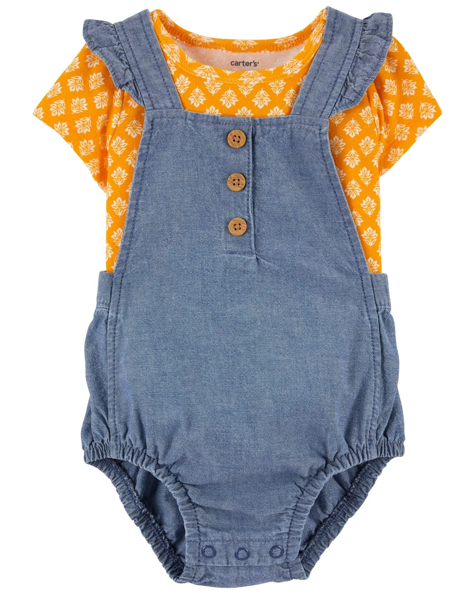 Carter's Set 2 piese Tricou si salopeta tip body portocaliu foto