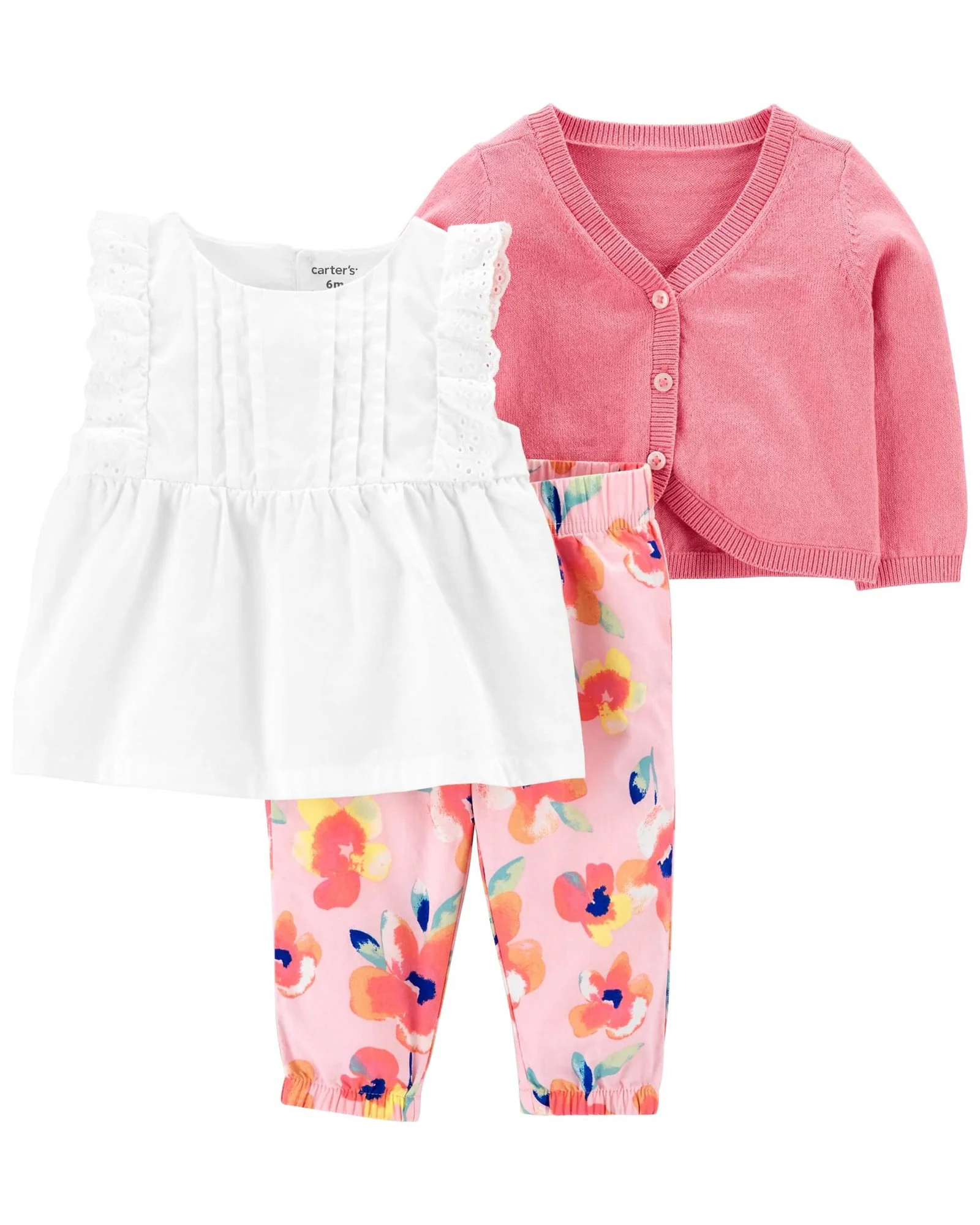 Carter's Set 3 piese Rochita, cardigan si pantaloni Flori