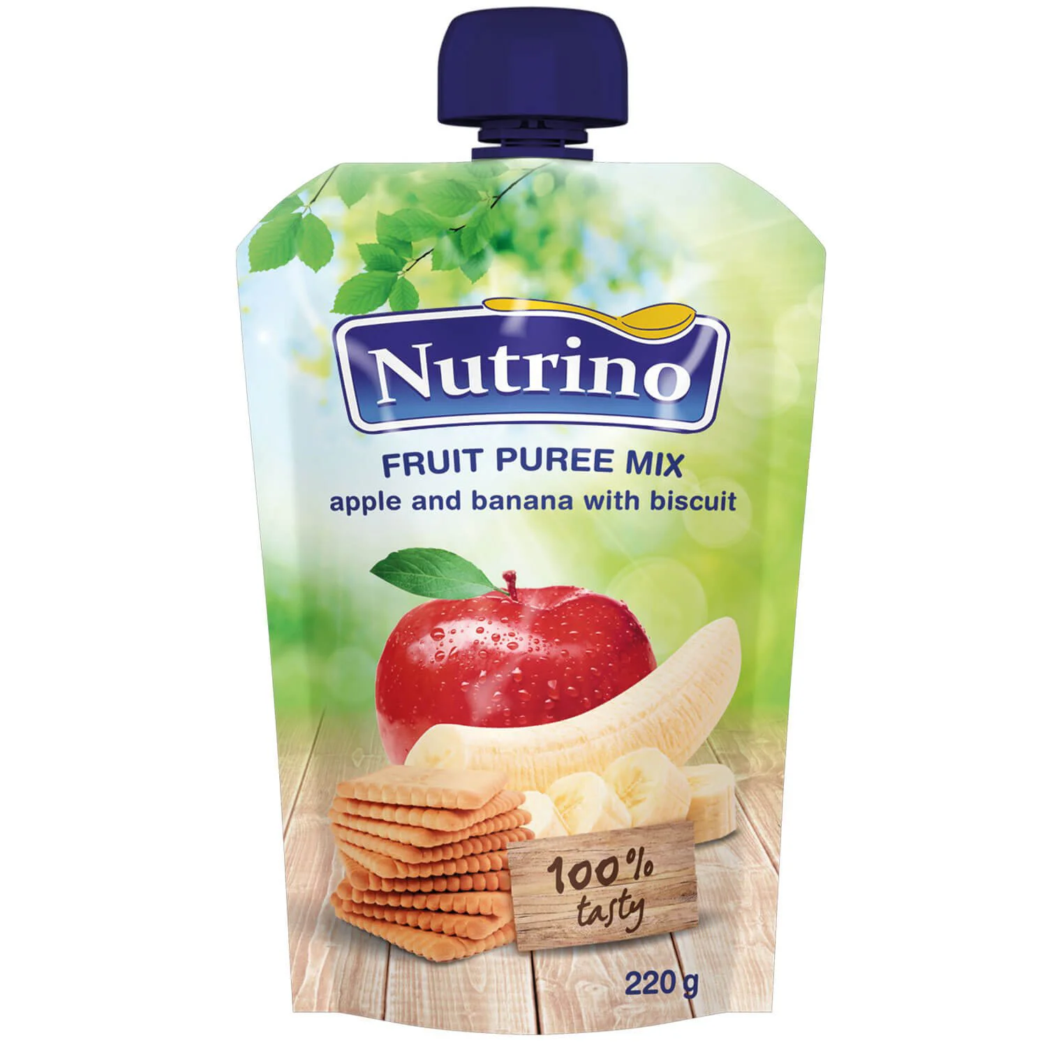 Пюре Nutrino из яблок и бананов с печеньем (6+ мес.), 100 г