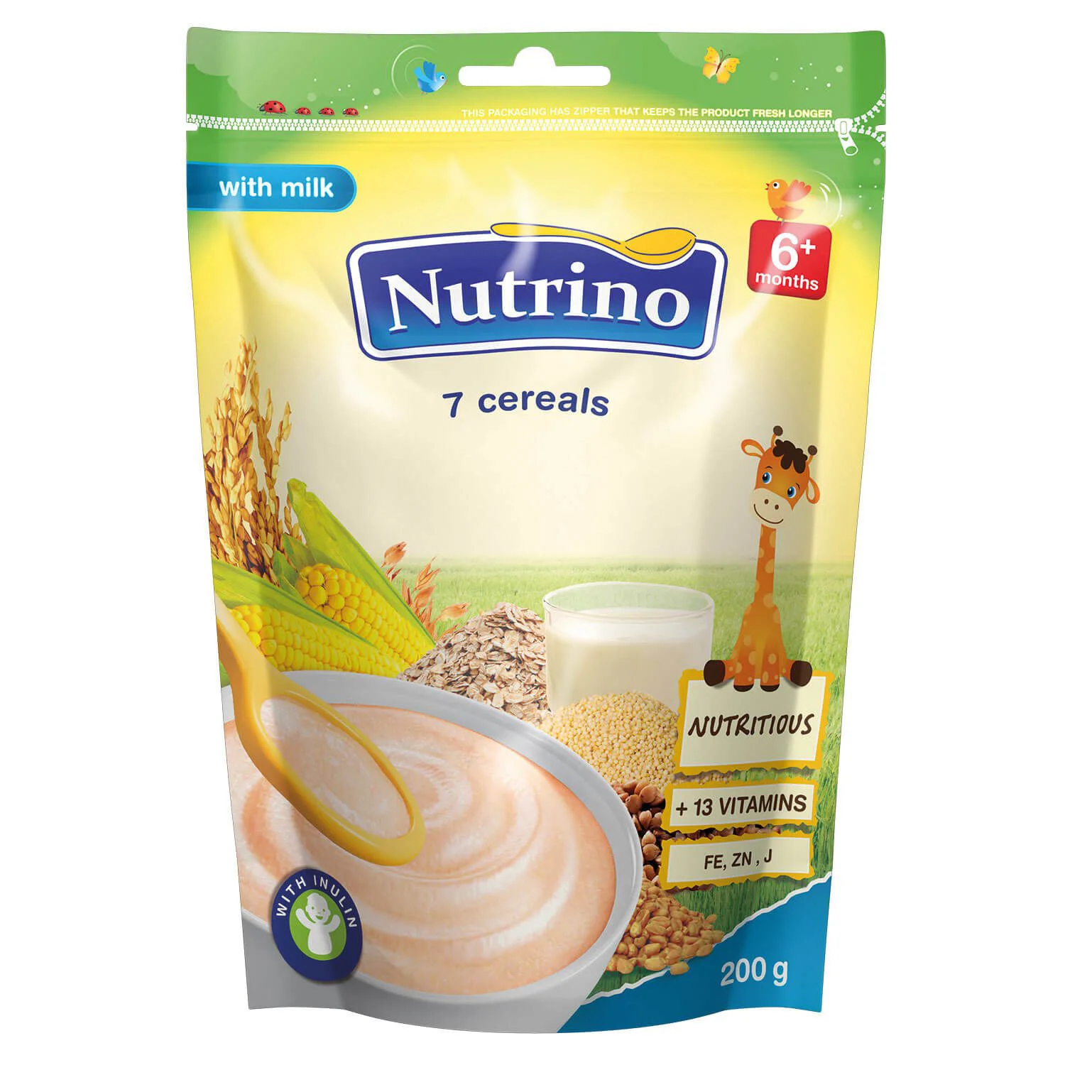 Terci din 7 cereale cu lapte Nutrino (6+ luni), 200 g