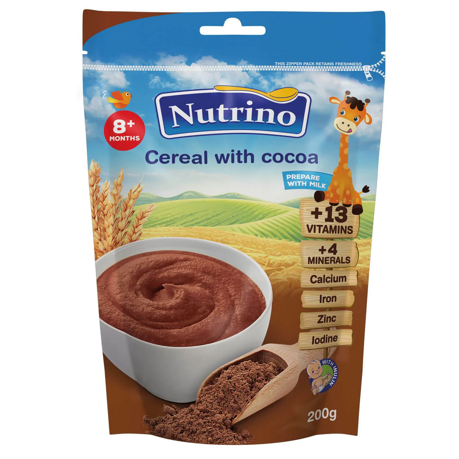 Каша пшеничная молочная Nutrino с какао (8+ мес.), 200 г