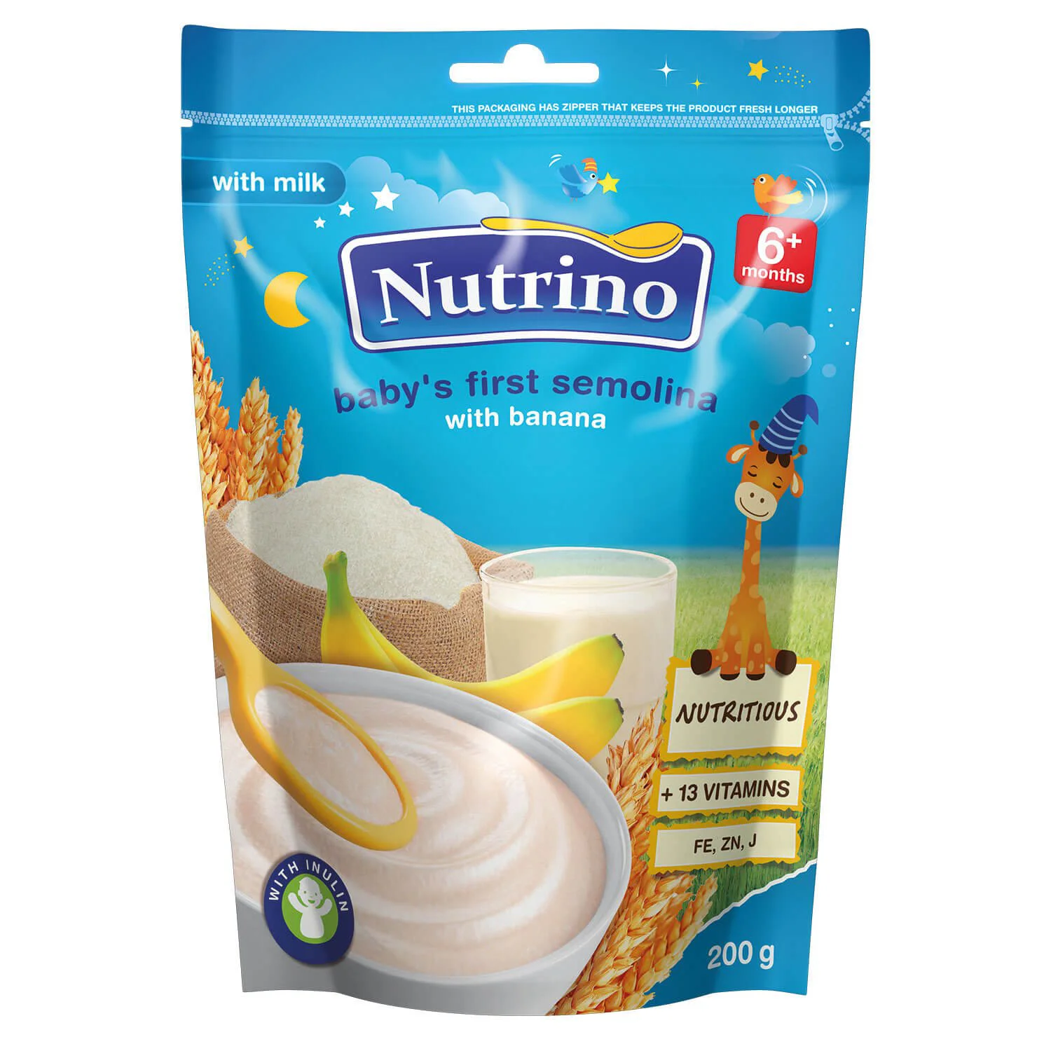 Каша манная молочная Nutrino с бананами (6+ мес.), 200 г
