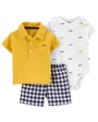 Carter's Set 3 piese Body, tricou si pantaloni scurti