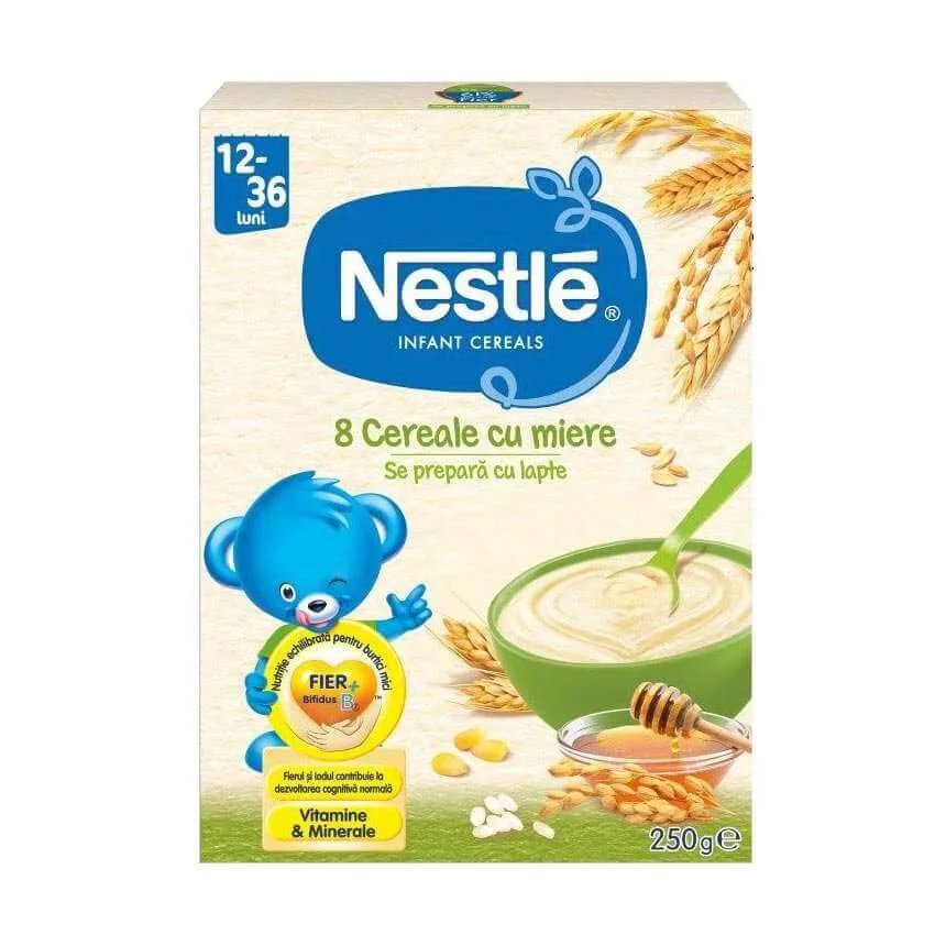 Terci 8 cereale fara lapte Nestle cu miere (12+ luni), 250 g foto