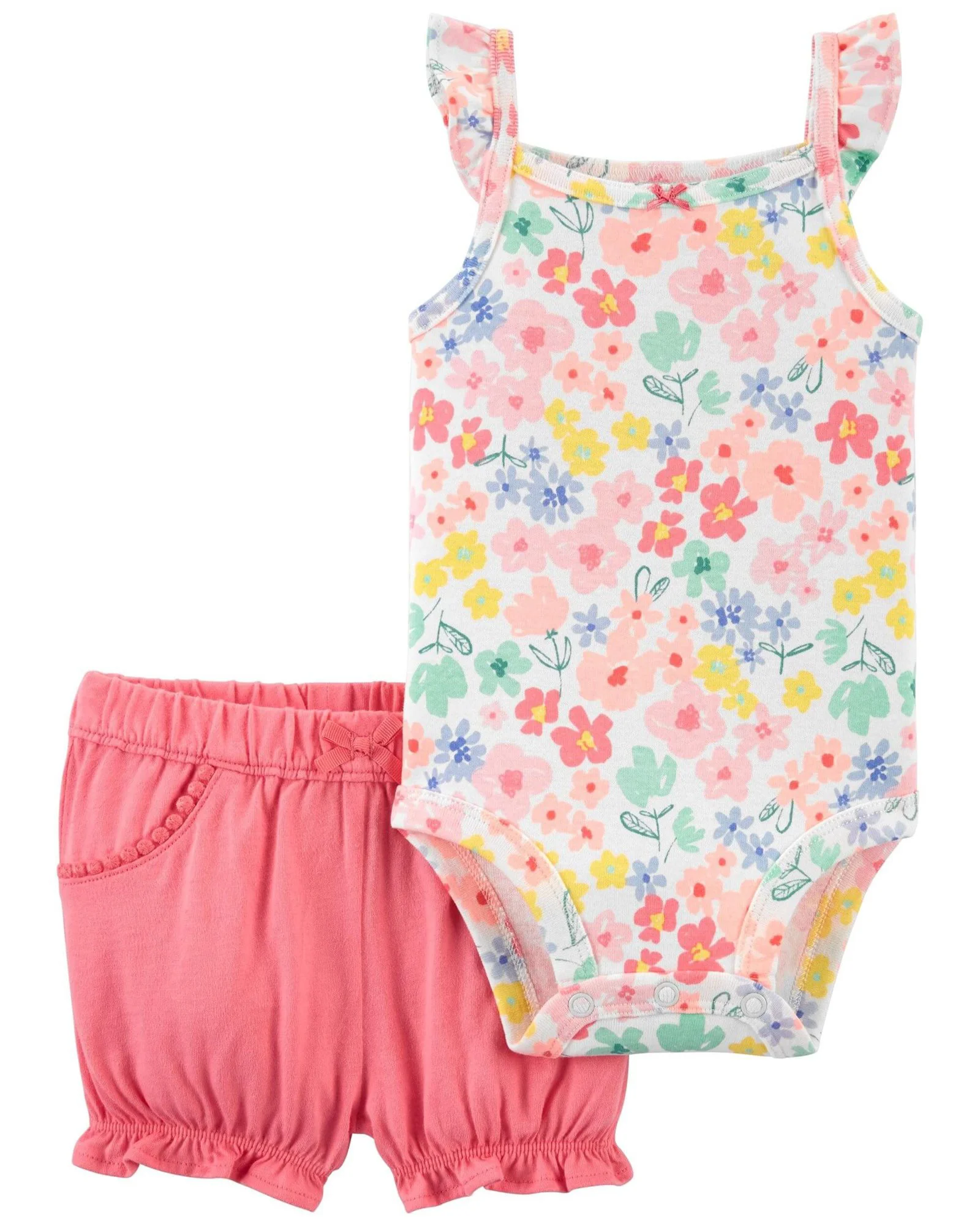 Carter's Set 2 piese Body si pantaloni scurti Flori foto