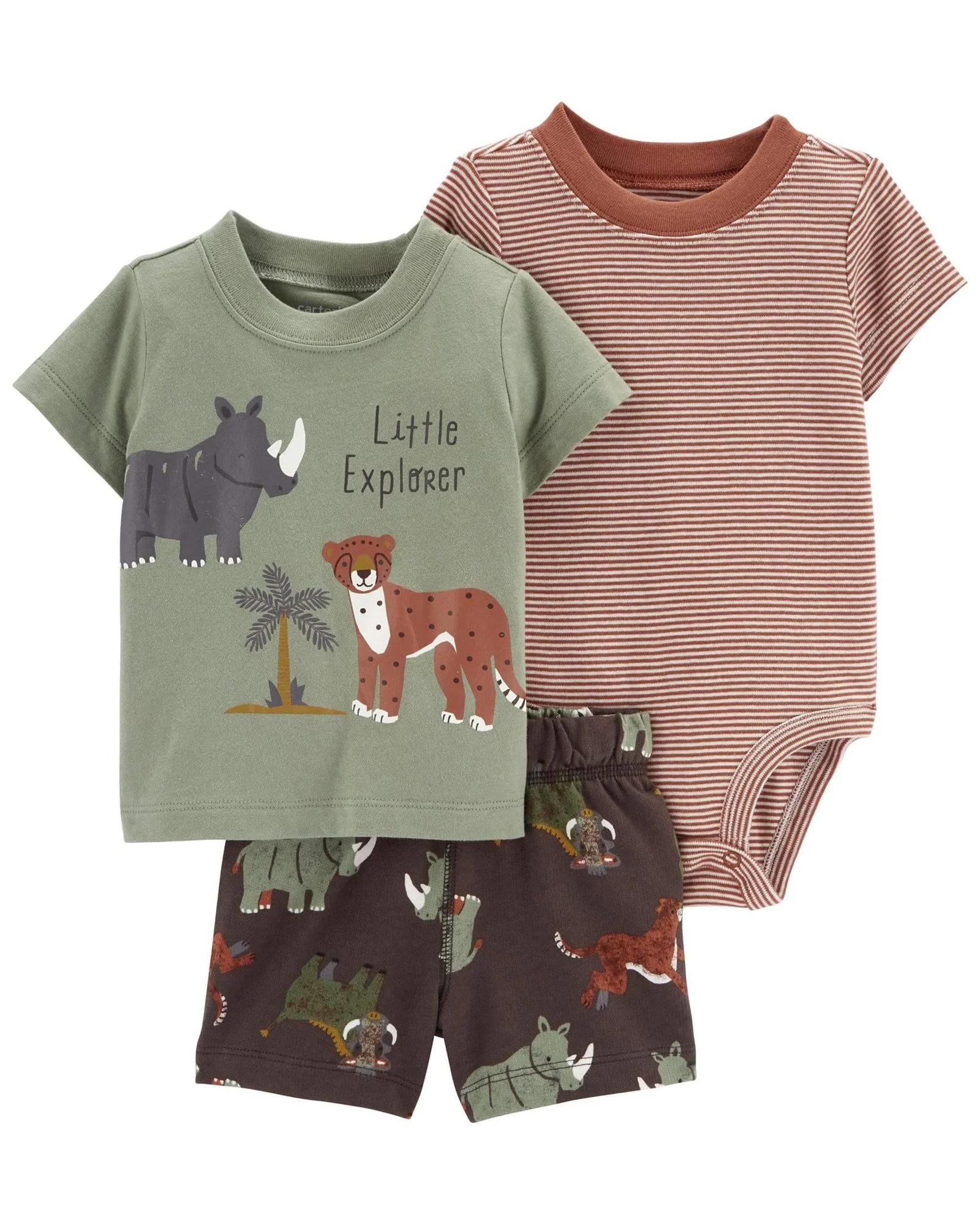 Carter's Set 3 piese Body, tricou si pantaloni scurti Safari foto
