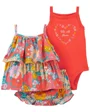 Carter's Set 3 piese Body, tricou si pantaloni scurti Flori