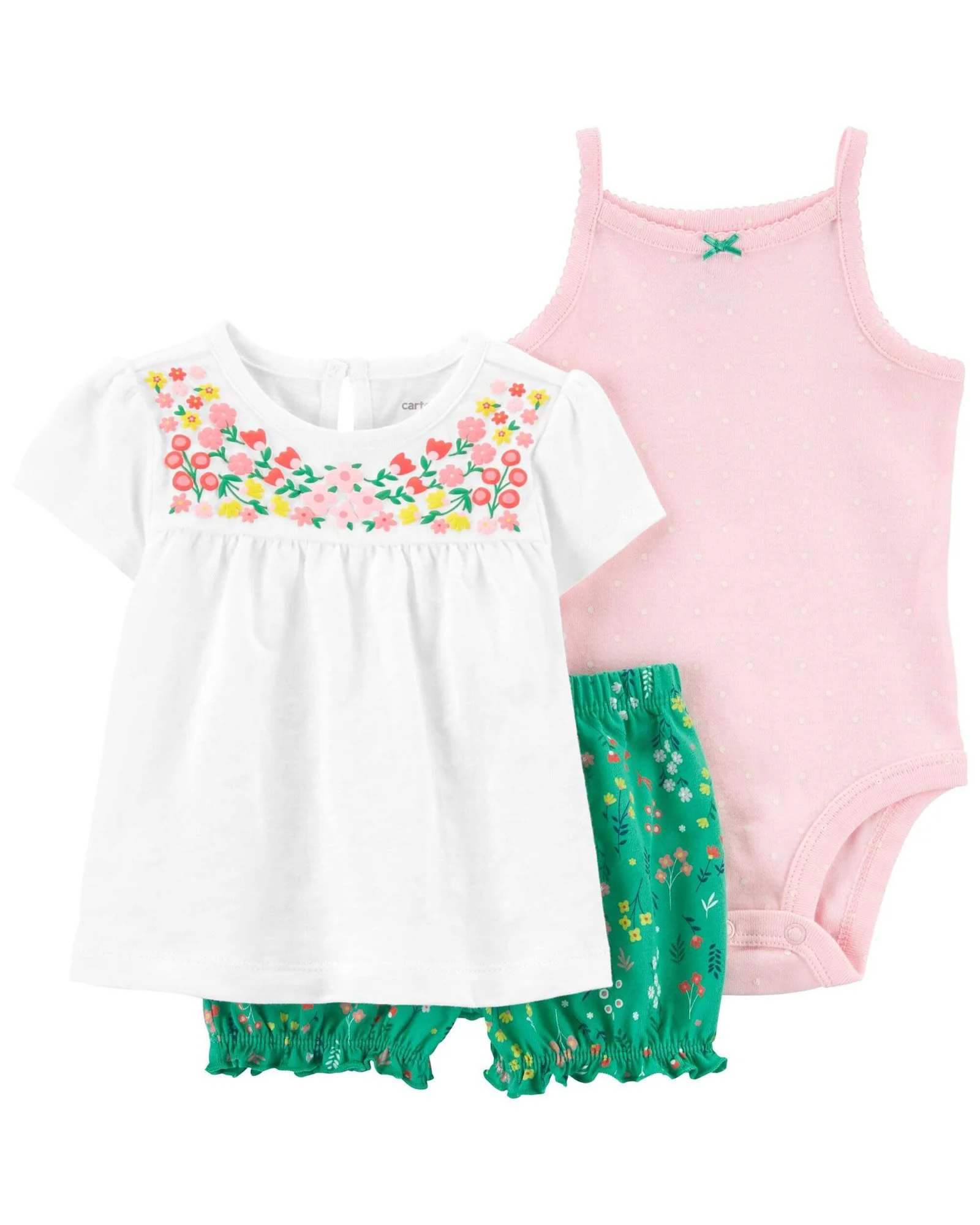 Carter's Set 3 piese Body, tricou si pantaloni scurti Flori foto