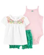 Carter's Set 3 piese Body, tricou si pantaloni scurti Flori foto