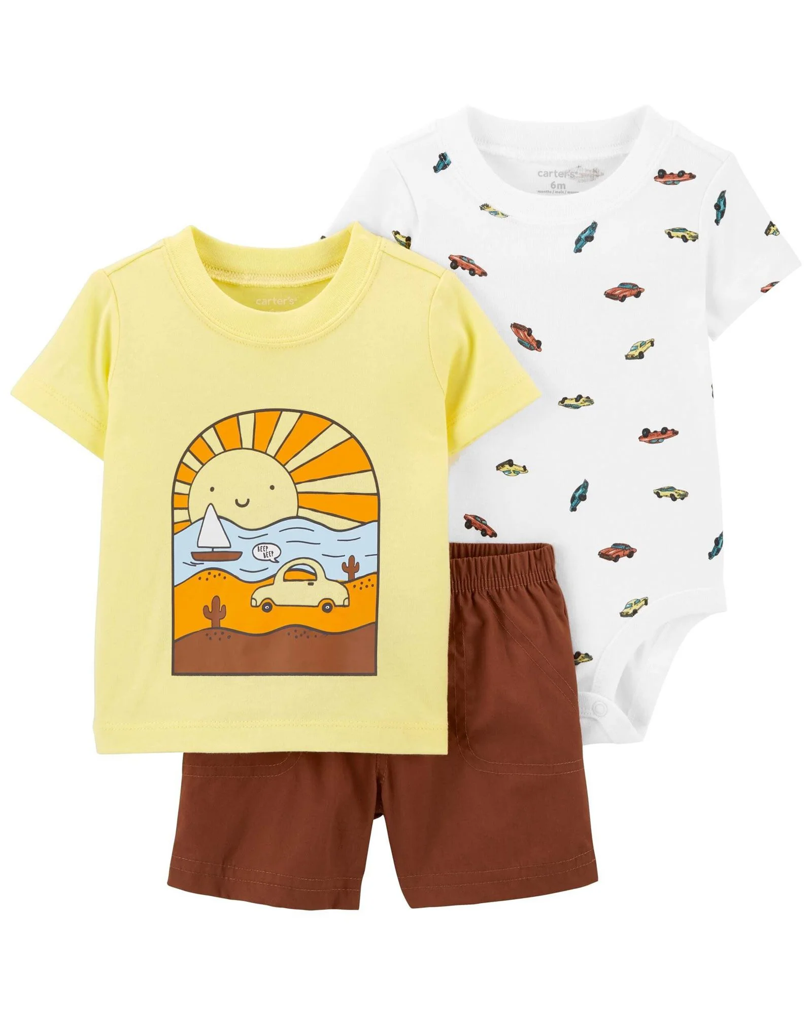 Carter's Set 3 piese Body, tricou si pantaloni scurti Masina foto