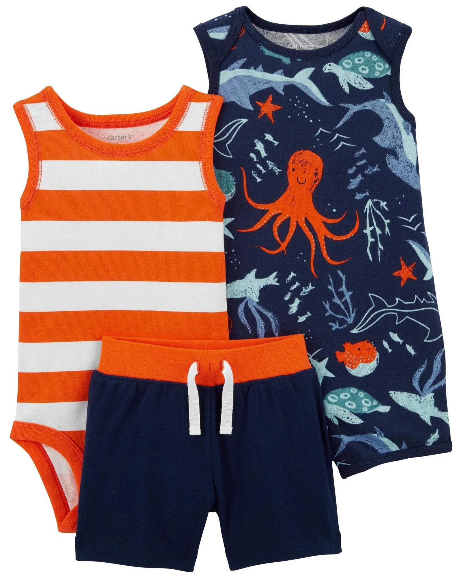 Carter's Set 3 piese Body, pantaloni scurti si salopeta Caracatita foto
