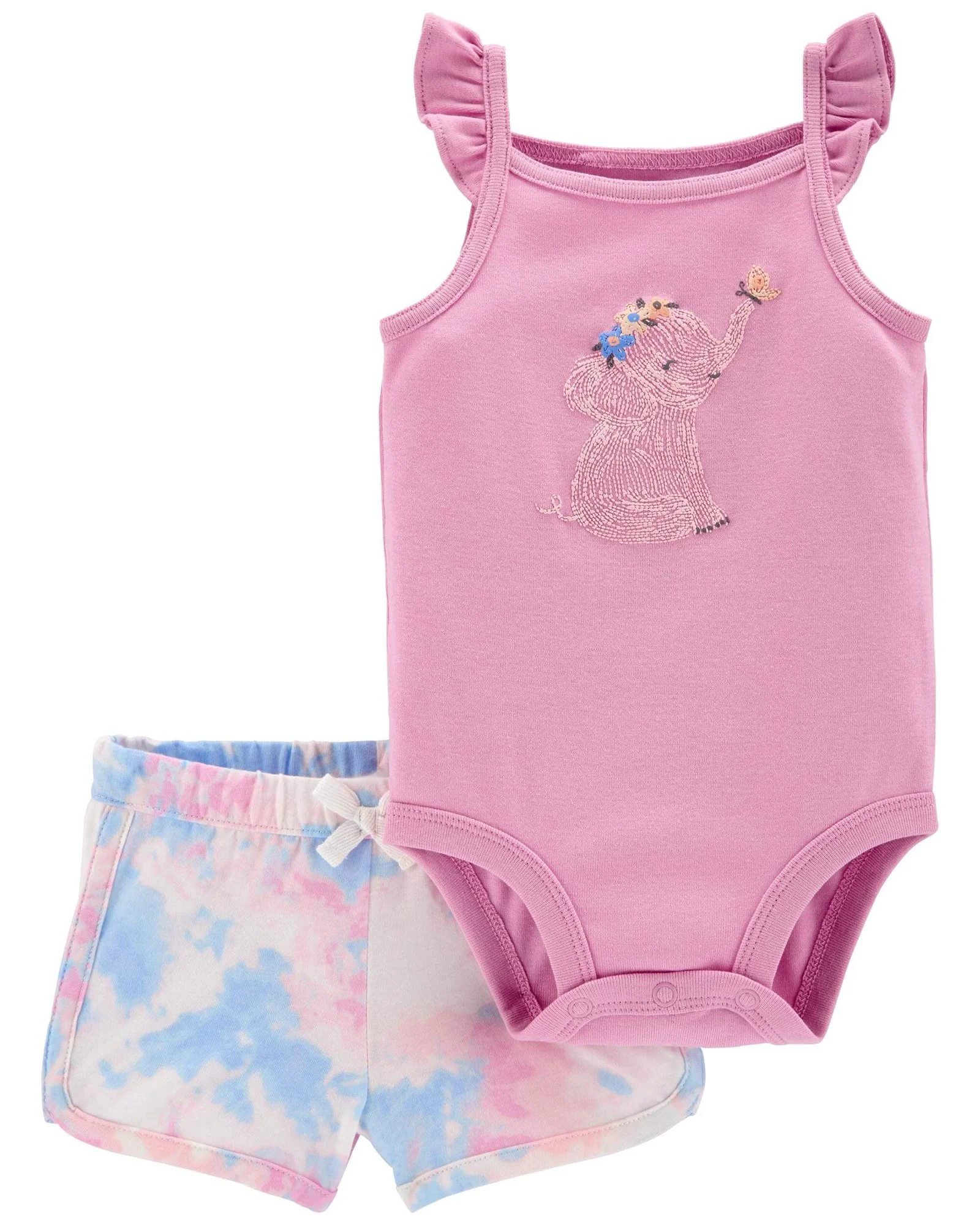 Carter's Set 2 piese Body si pantaloni scurti Elefant