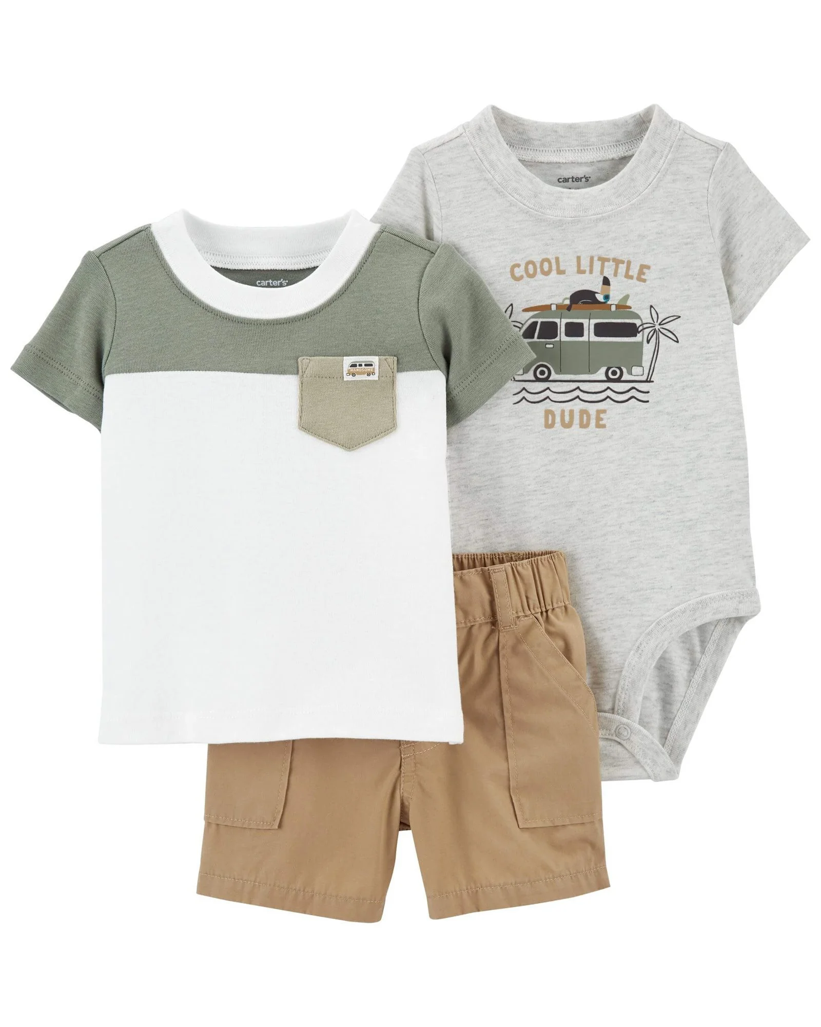 Carter's Set 3 piese Body, tricou si pantaloni scurti Cool foto