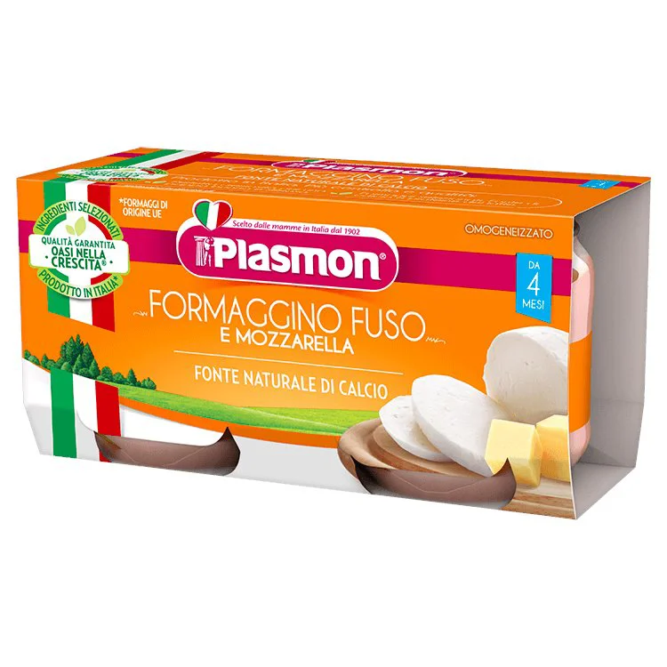 Piure Plasmon cu branza topita si mozzarella (4+ luni), 2x80 g