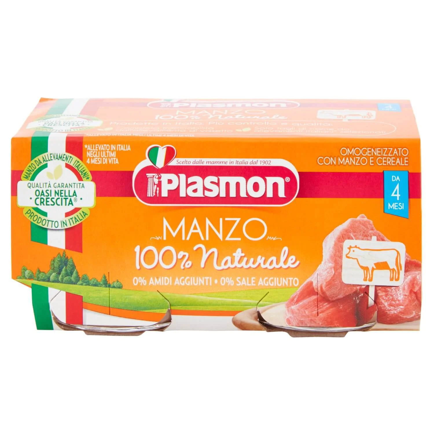 Piure Plasmon din carne de vita (4+ luni), 2x80 g