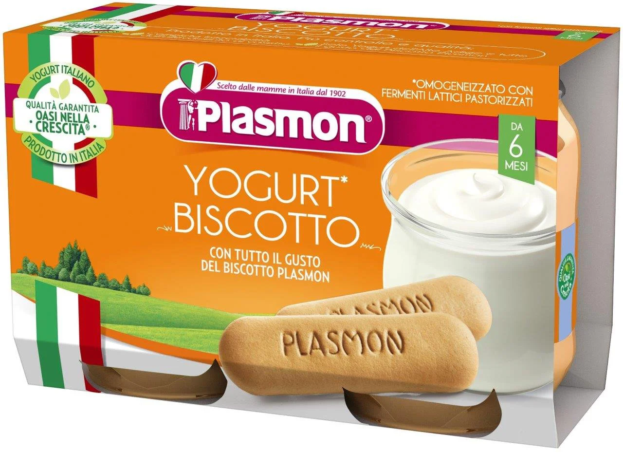 Piure Plasmon cu biscuiti si iaurt (6+ luni), 2x120 g