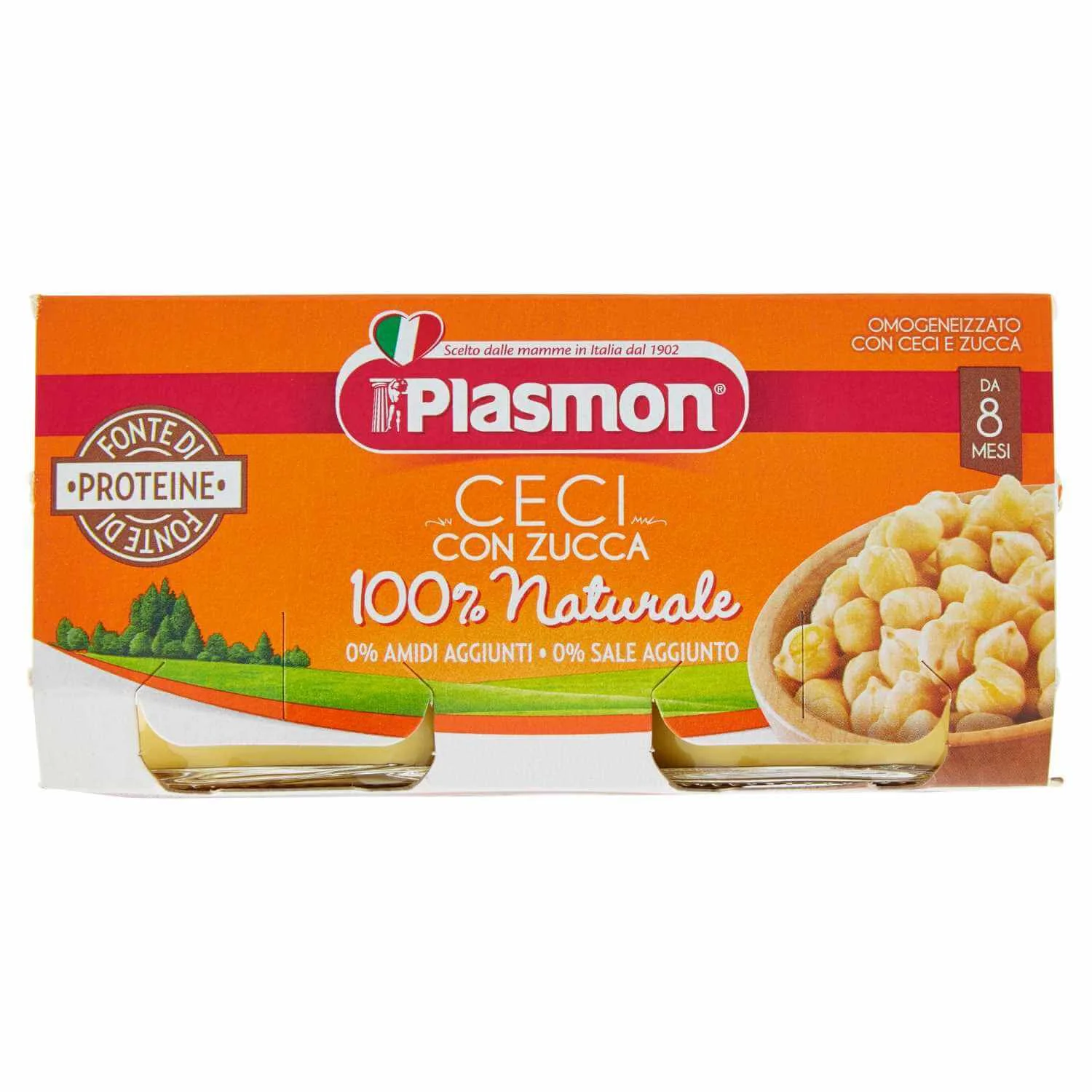 Piure Plasmon din naut si dovleac (8+ luni), 2x80 g