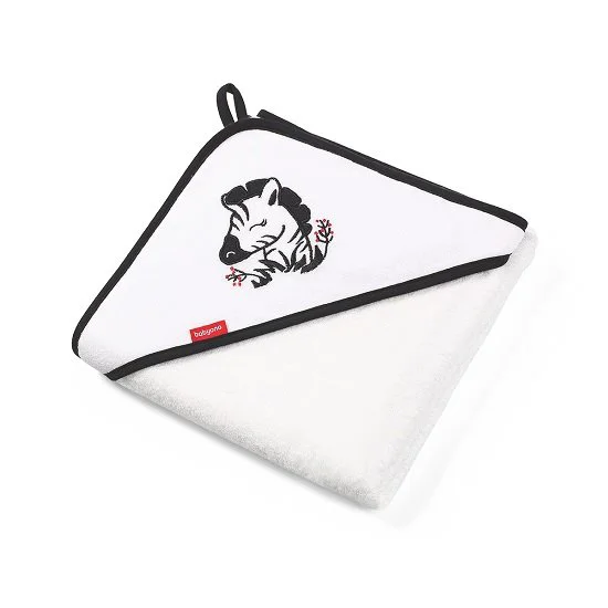 image for Бамбуковое банное полотенце с капюшоном-уголком BabyOno Зебра, 85х85 cм, белое foto